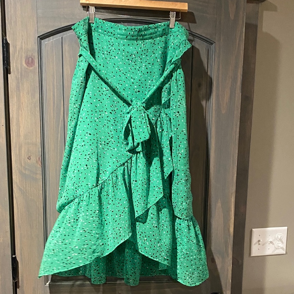 Ann Taylor Green Patterned High-Low Skirt